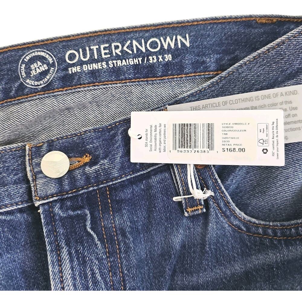 Outerknown ~Men's 33×30~ Blue Denim Sea Jeans The Dunes Straight Organic Cotton. - Picture 4 of 16